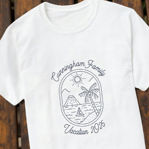 Modern Enkel Cool Minimalistisk Familjesemester T Shirt