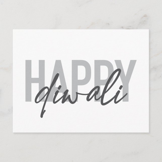 Modern, enkel, cool typografi Glad Diwali Vykort (Framsida)