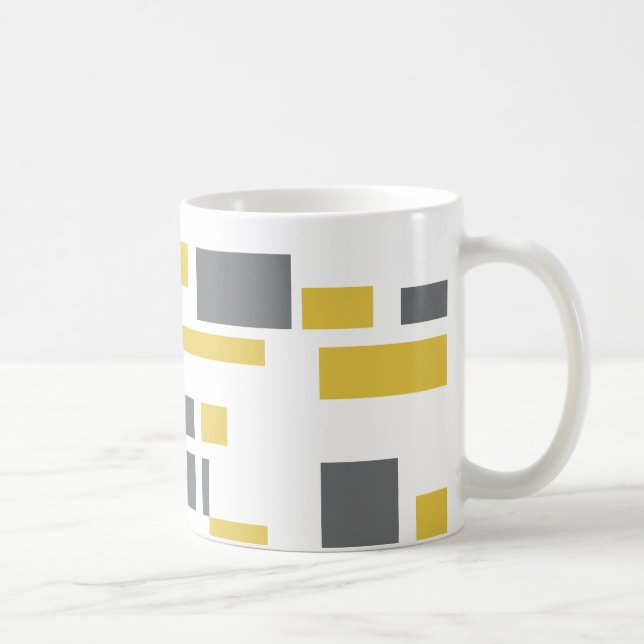 Modern, enkel, coola, geometrisk gult grått mönste kaffemugg (Höger)