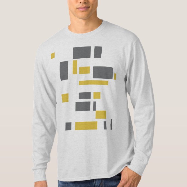Modern, enkel, coola, geometrisk gult grått mönste t shirt (Framsida)
