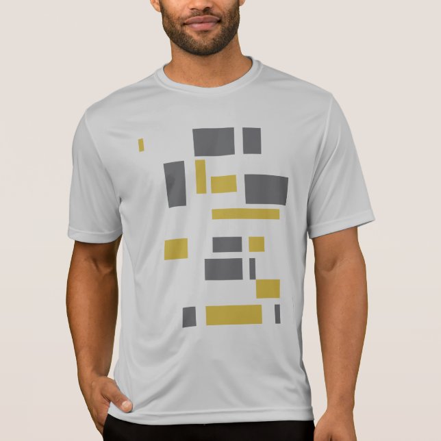 Modern, enkel, coola, geometrisk gult grått mönste t shirt (Framsida)