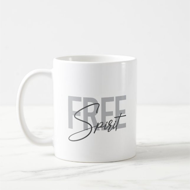 Modern, enkel, coola-typografi av den fria spriten kaffemugg (Vänster)
