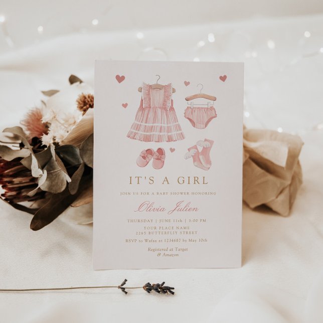 Modern enkel Cute Boho Clothes Baby Shower I Inbjudningar (Skapare uppladdad)