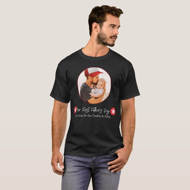 Modern enkel cute pappa Baby First Fars dag T Shirt (Hel framsida)