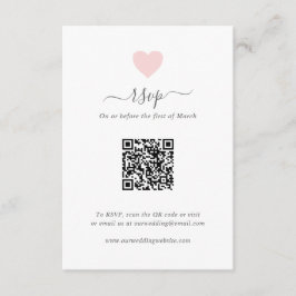 Modern enkel Cute Rosa Heart QR-kod Bröllop OSA Kort