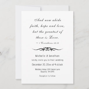 Modern enkel design Bible Verse Christian Bröllop Inbjudningar