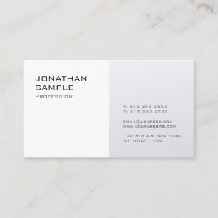Modern enkel design - Trendiget Silver White Plain Visitkort