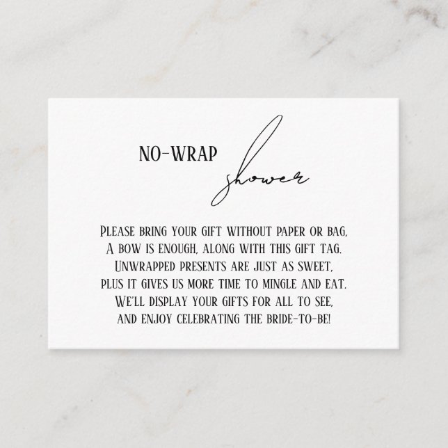 Modern Enkel "Dusch utan omslag" presentetikett Tilläggskort (Framsida)