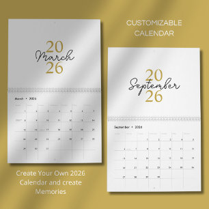 Modern Enkel Elegant 2026 Kalender