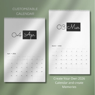 Modern Enkel Elegant 2026 Kalender