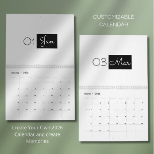 Modern Enkel Elegant 2026 Kalender