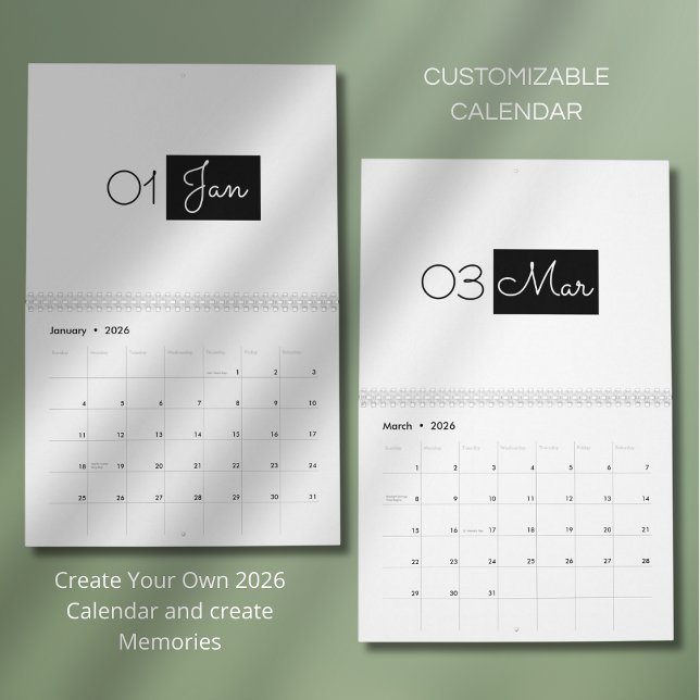 Modern Enkel Elegant 2026 Kalender (Skapare uppladdad)