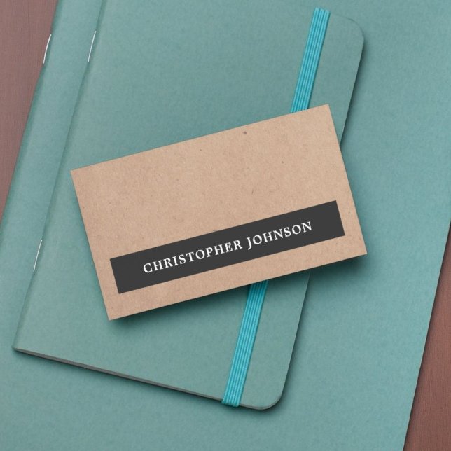 Modern enkel Elegant Black Rand Kraft Papper Visitkort (Skapare uppladdad)