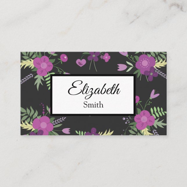 Modern enkel Elegant Blommigt Visitkort (Framsida)