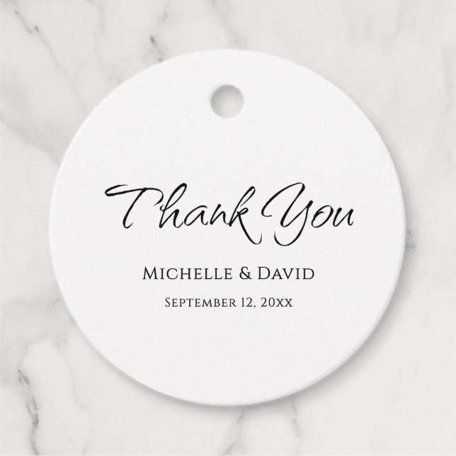 Modern enkel Elegant Bröllop Tack Gåvor Etiketter (Framsida)