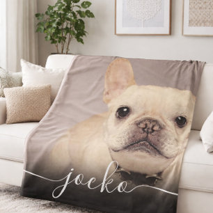 Modern Enkel Elegant Chic Djur Foto Text Fleecefilt