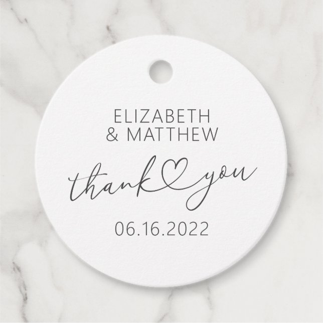 Modern enkel Elegant Chic minimalt hjärta Bröllop Gåvor Etiketter (Framsida)