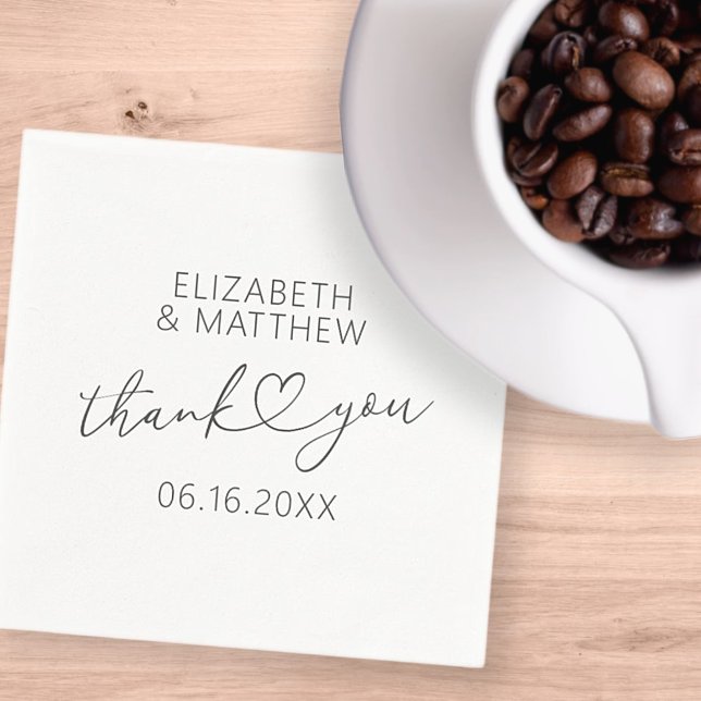 Modern enkel Elegant Chic minimalt hjärta Bröllop Pappersservett (Skapare uppladdad)