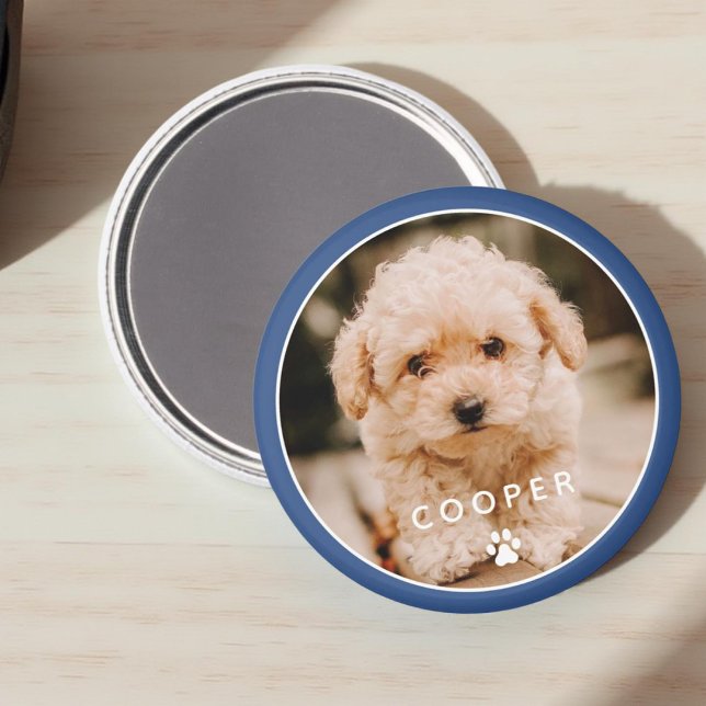 Modern enkel Elegant Chic Pet-foto i Tass Magnet (Skapare uppladdad)