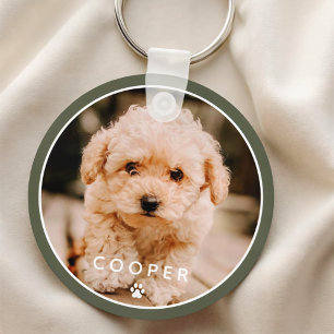 Modern enkel Elegant Chic Pet-foto i Tass Nyckelring