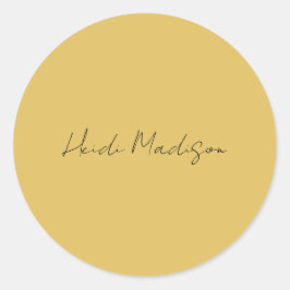 Modern enkel Elegant, enkel Guld Färg-kalligrafi Runt Klistermärke