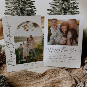 Modern enkel Elegant-Helgdag för fotofamilj Julkort