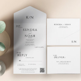 Modern enkel elegant i monogram qr-kod bröllop