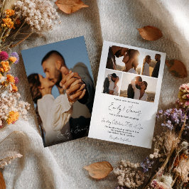 Modern enkel Elegant - minimalistisk 5-foto-Bröllo Inbjudningar