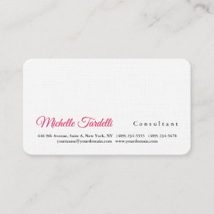 Modern enkel Elegant minimalistisk Rosa Red White Visitkort