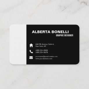 Modern enkel Elegant - minimalistisk svart vit Visitkort