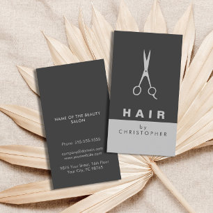 Modern enkel Elegant Mörk Grått Hair Stylist Visitkort
