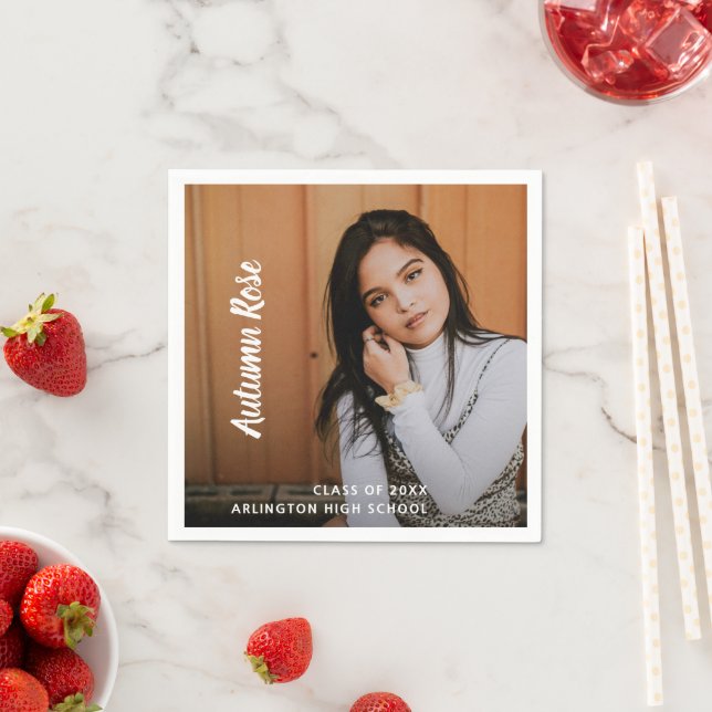 Modern enkel Elegant Namn Photo Studenten Pappersservett (Insitu)