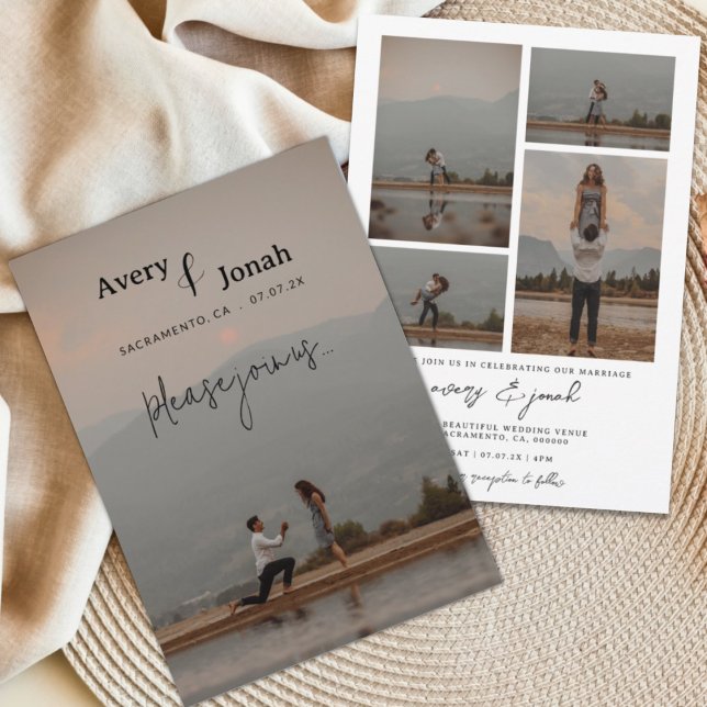 Modern enkel Elegant Photo Bröllop Inbjudningar (Skapare uppladdad)