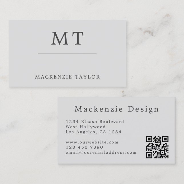 Modern Enkel Elegant Professionell med QR-kod Visitkort (Fram/baksida)
