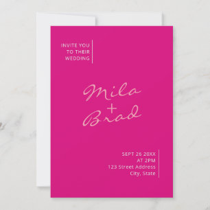 Modern enkel Elegant Rosa Bröllop Inbjudningar