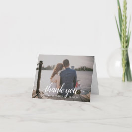 Modern enkel Elegant, skript till foto Bröllop Tack Kort