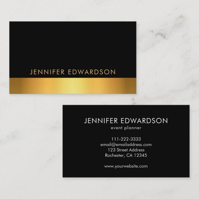 Modern enkel elegant svart guld professionell visitkort (Fram/baksida)