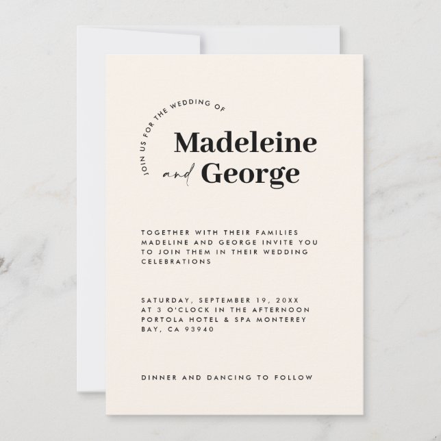 Modern enkel elegant, svart och vit spara datumet (Framsida)