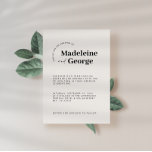Modern enkel elegant, svart och vit spara datumet<br><div class="desc">Modern typografi med fet bröllopsinbjudan sparar datumkortet. Med modern,  enkel typografi av eleganten och strimlad bakerdesign. Cream och svart modern contemporary färg väg.</div>