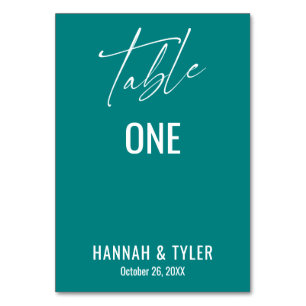 Modern enkel elegant teal bordsnummer