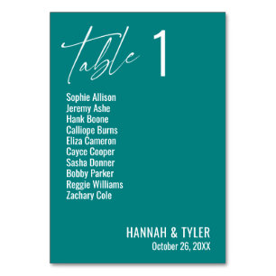Modern enkel elegant teal bordsnummer