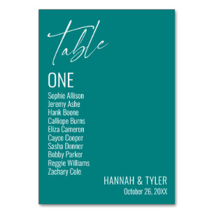Modern enkel elegant teal bordsnummer
