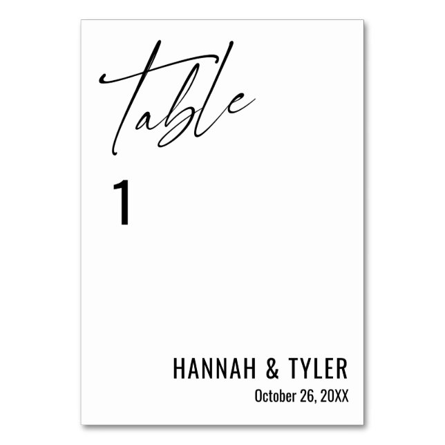 Modern enkel elegant typografi bordsnummer (Framsidan)