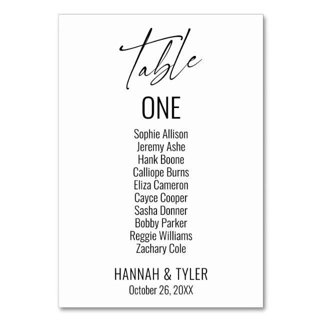 Modern enkel elegant typografi bordsnummer (Framsidan)