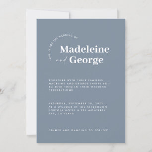 Modern enkel elegant-typografi - dammiga blått spara datumet