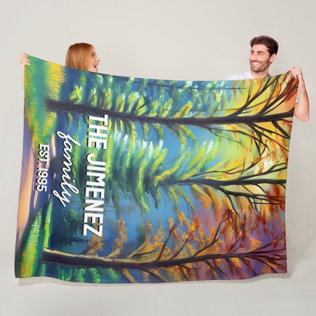 Modern enkel Elegant vattenfärgsfamilj Namn Fleecefilt (På plats)