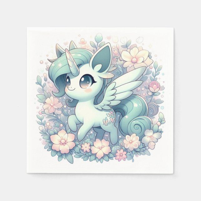 Modern enkel enhörningsskuva för babykläder pappersservett (Framsidan)