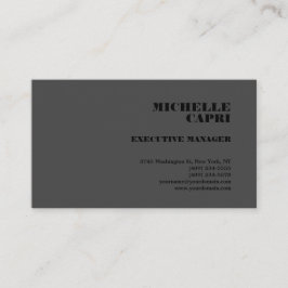 Modern enkel, enkel, minimalistisk Grått Black Visitkort