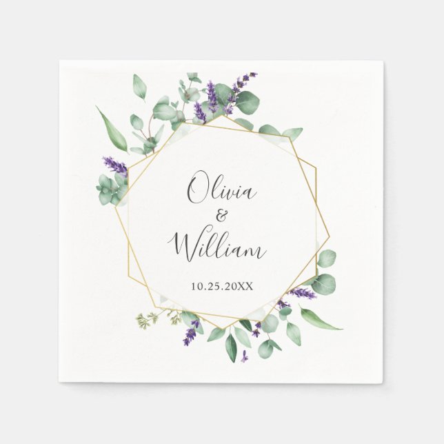 Modern enkel eukalyptus Geometric Ram Bröllop Pappersservett (Framsidan)