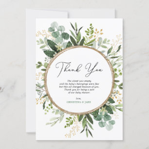 Modern enkel eukalyptus Greenery Baby Shower Tack Kort